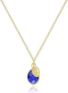Me&Hz Dainty September Birthstone Necklace with Initial E, 14k Gold Filled Blue Sapphire Birthstone Pendant Necklace Gold Initial Letters Necklaces for Women Girls Mom Christmas Valentines Day Gift