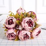 SCZONE Artificial Peony Silk Flowers Bouquet Glorious Moral for Home Office Parties and Wedding (Sweetened Bean)