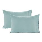 LANE LINEN 100% Organic Cotton Pillowcases - Standard Size and Crisp Cool Percale Weave Sleeping Pillow Covers Set of 2 Cool Blue