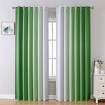 MIUCO Blackout Curtains & Drapes for Bedroom Living Room 84 Inches Long Green and White Room Darkening Ombre Curtains Rod Pocket & Back Tab Curtains Thermal Insulated Light Blocking 2 Panels Set