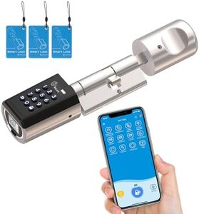 RUILON Cylindre Serrure Connectée Code - IP65 Serrure intelligente porte entree avec 3 Cartes RFID Smart Lock APP Contrôle Bluetooth pour porte de 50-100 mm d'épaisseur Maison Hôtel Airbnb
