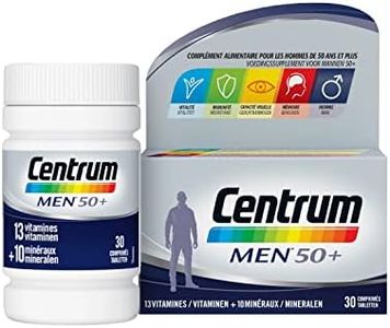 Centrum Men 50+ Multi Vitamines et Minéraux, Complément Alimentaire, Pour Hommes De 50 Ans et Plus, 30 comprimés