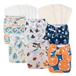 Babygoal Baby Cloth Diapers, One Size Reusable Washable Pocket Nappy 6pcs Diapers+6pcs Microfiber Inserts+4pcs 4-Layer Rayon Bamboo Inserts 6FN05-CA