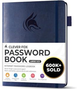Clever Fox Password Book with tabs. Internet Address and Password Organizer Logbook with Alphabetical tabs. Large Size Password Keeper Journal Notebook for Computer & Website Logins (Dark Blue)