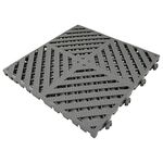 RevTime Modular Interlocking Deck Tile 13"x13"x3/4" Heavy Duty for Garage Flooring, Car Washing Facility, Deck Floor (Pack of 20), Gray