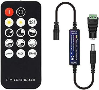 BTF-LIGHTING Mini RF Dimmer Controller 14 Keys for FCOB 3014 5630 5730 3528 LED Strips DC5V/DC12V/DC24V Dimmer Switch Brightness Mode Effect Mode Wireless LED Dimmer Controller(Single Color)