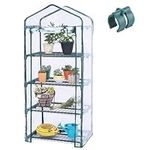 SunStream Mini Greenhouse Small Plant Greenhouses, Transpatent 4 Tier Rack Stands Portable Garden Green House for Outdoor & Indoor Germination Seeding, 27x 19x 63 Inch for Seedlings, Tropical Plants