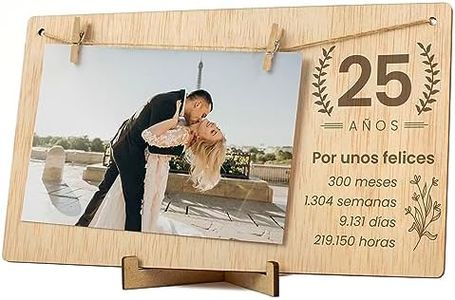 CONTRAXT Marco de fotos 25 años aniversario cumpleaños. Ideas detalles regalos 25 aniversario parejas novios casados bodas de plata Tarjeta felicitacion Feliz aniversario hombre mujer (25 Años)