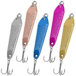 QualyQualy Fishing Jigs Saltwater Jigging Spoon Lure Casting Spoon Surf Fishing Mackerel Striper Lures Bluefish Vertical Jig Saltwater Bass Lures, 3/5 oz, B-3/5oz-5PCS with BOX