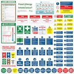 Complete Kitchen Safety Signs Set - 68 Pcs - Matte Self-Adhesive Vinyl Sticker, Waterproof and Oil-Proof - food hygiene stickers, Ensure Safety and Compliance in Commercial Kitchens