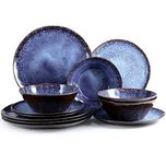 Gufaith Melamine Dinnerware Sets 12 Pcs, Party Dinnerware Sets, Plate and Bowl Sets, Dishes Sets for 4, Unbreakable Dinnerware, Ideal Camping Dish Set, Dishwasher Safe, BPA free (Fantasy)