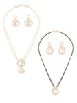 ZAVERI PEARLS Set of 2 Gold Tone Dazzling Austrian Diamonds Necklace Mangalsutra & Earrings Set For Women-ZPFK17942