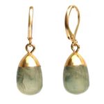 Gempires Prehnite Small Drop Dangle Earrings, Natural Gemstone Jewelry with Hypoallergenic 14k Yellow Gold Plated Leverback, Everyday Wear, Gift for Mom, Wife, Girlfriend, Best Friend Birthday Gifts