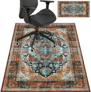 Fullin Office Chair Mat for Hardwood Floor/Tile 60"x48", Desk Chair Mat for Carpet with A Mouse Pad.No Divot Rolling Computer Gaming Chair Mat Rug/Anti-Slip Low Pile Floor Protector Carpeted Floors