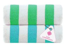 Casa Copenhagen Pack of 2 Cabana Beach XL Towels for Bath Cotton Rough and Tough Use,75 x 150 cm Colour :DuskyTeal-Green