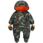 JiAmy Baby Winter Hooded Romper Snowsuit with Gloves Booties Cotton Jumpsuit Outfits 18-24 Months