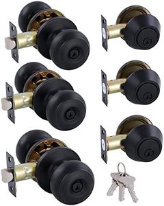 （3 Pack） All Keyed Same Entry Door Knob and Single Cylinder Deadbolt Combo Set, Satin Nickel Exterior Door Knobs with Lock and Keys for Entrance and Front Door