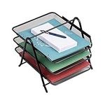 Mind Reader 3-Tier Paper Tray, Desktop Organizer, File Storage, Workspace, Office, Metal Mesh, 29.2Lx34.9Wx25.4Hcm, Black