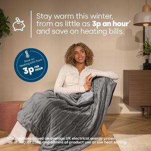 LIVIVO Electric Heated Blanket – Grey Fleece Throw