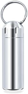 SHD Pill Box Keychain Waterproof Single Chamber Stainless Steel Pill Organizer for Outdoor Travel Camping