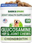 Glucosamine Dog Treats - Joint Pain Relief Supplement - Advanced Formula with Chondroitin, MSM, Omega-3 - Hip & Joint Care - Made in USA - Chicken Flavor - 120 Chews