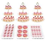 6 Pieces Cupcake Stand Set Cake Stands for Dessert Table Display Cup Cake Tier Stand Set with 3 Piece 3-Tier Cupcake Holder and 3 Pieces Appetizer Trays for Wedding Baby Shower Birthday Tea Party