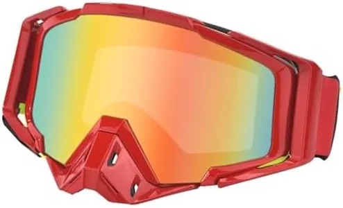 HNJOKE Motorcycle Goggles Riding Goggles ATV for Adults Men, Ski Windproof Glasses, Red Frame Red Lens