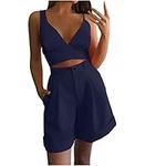 Sold And Shipped By Only Products Women'S Trendy 2 Piece Outfit Casual Summer Lounge Set Crop Camisole Shorts Tracksuit Vacation Two Piece Sets Resort Outfits