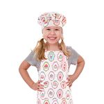 CRJHNS Kids Apron and Chef Hat Set, Adjustable Cotton Child Aprons with Large Pocket Cute Girls Boys Kitchen Bib Aprons for Cooking Baking Painting