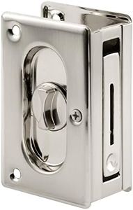 Prime-Line N 7367 Pocket Door Privacy Lock with Pull - Replace Old or Damaged Pocket Door Locks Quickly and Easily – Satin Nickel, 3-3/4” (Single Pack)