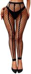 RSLOVE Womens Fishnet Tights Sexy High Waist Stockings Stripe Pantyhose See Through Leggings Black