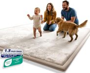 AEOCOO Baby Play Mat for Floor Cushion, Extra Large 1.3" Thick Memory Foam Nursery Rug, Soft Velvet Anti-slip, Tatami Style Tummy Time Mat for Toddlers Baby Kids Crawling, Playpen, Living Room, Beige