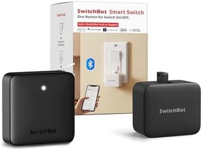 Switchbot Smart Switch Button Pusher (Bluetooth) – Fingerbot for Rocker Switch/One-Way Buttons, App Timer Control, No Wiring, Optional Hub Required for Voice/Remote, Black