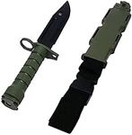 Tounlinx Tactical Rubber Trainer Knife Combat Bayonet with Scabbard/Sheath (Black1)