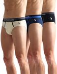 U.S. POLO ASSN. Men's Cotton Blend Classic Solid Briefs (Pack of 3) (OEB07-P3_Navy-Black-Frozen Dew