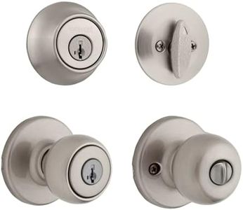 Weiser Fairfax Satin Nickel Front Door Knob with Deadbolt, Reversible Exterior/Interior Entry Door Knob with Key and Deadbolt Lock, Front Door Knobs with Lock/Front Door Lock, Traditional Home Décor