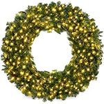 Best Choice Products 60in Large Artificial Pre-Lit Fir Christmas Wreath Holiday Accent Decoration for Door, Mantel w/ 300 LED Lights, 930 PVC Tips, Power Plug-in