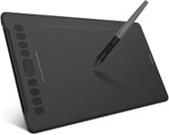 HUION Inspiroy H1161 Graphics Drawing Tablets, Touch Strip and 8192 Pen Pressure Sketch Tablet with Battery-Free Stylus,10 Shortcut Keys, Compatible with Android, Windows, and Mac Black