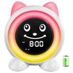 I·CODE Kids Alarm Clock, Toddler Routine Helper Sleep Training Clock with Night Light, Nap Timer, Snooze,5200mAh Battery Operated Clock for Younger Children Boys Girls