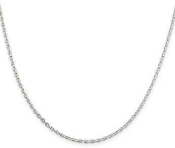 925 Sterling Silver 2mm Beveled Oval Link Cable Chain Necklace 20 Inch Pendant Charm Fancy Fine Jewelry For Women Gifts For Her