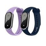 kwmobile Straps Compatible with Xiaomi Mi Band 8 / Mi Band 9 Straps - 2X Replacement Silicone Watch Bands - Dark Blue/Lavender