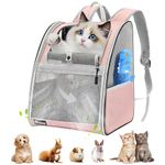 Pawaboo Cat Carrier Backpack, Pet Carrier Backpack for Kitties Small Dogs Puppies, Breathable Cat Bag Carrier, Small Dog Travel Backpack Carrier for Kitten Puppy Bunny - Pink (up to 22lbs)