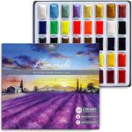 Mozart Premium Japanese Watercolor Paint Set 40 Rich Water Color Include Solid, Metallic & Neon Water Colors Artist QualityWatercolor Paint Perfect Travel Watercolor Set for Adults, Students