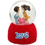 RedRoss | Snow Globe Love | Magical Flakes | Polyresin | Musical | Lighting Effect | 14cm | Medium |Pink| 3 AAA Batteries (Pink Blue)