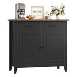 HOCSOK Sideboard, Kitchen Storage Cabinet with 2 Drawers and 2 Doors, Freestanding Cupboard for Kitchen, Living Room, Dining Room, Hallway, 91x40x82cm (Black)