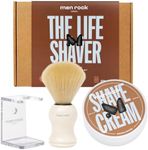 Men Rock Sandalwood Shaving Kit - Premium Brush, Shaving Cream, and Stand Set
