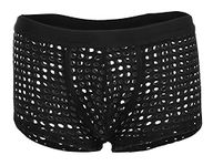 AIEOE Men's Breathable See Through Boxer Shorts Sexy Hollow Out Underwear Pants Black 2 Size 3XL