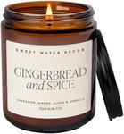 Sweet Water Decor Gingerbread and Spice Soy Candle - Cinnamon, Vanilla, and Gingerbread Scented Candle for Home - Christmas Candle 9oz Clear Jar, 40 Hour Burn Time, Made in the USA