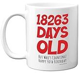 50th Birthday Mug Gift for Men Women Him Her - 18263 Days Old - Funny Adult Fifty Fiftieth Happy Birthday Present for Dad Mum Nan Grandad Uncle Auntie, 11oz Ceramic Dishwasher Safe Coffee Mugs