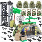 ZHX Modern Military Building Block Toys Camouflage Tent Command Center Army Weapon Shield Accessories with Sentry Guard Tower Set Compatible with Classic Bricks for Kids Age 8 10 12 14 Years